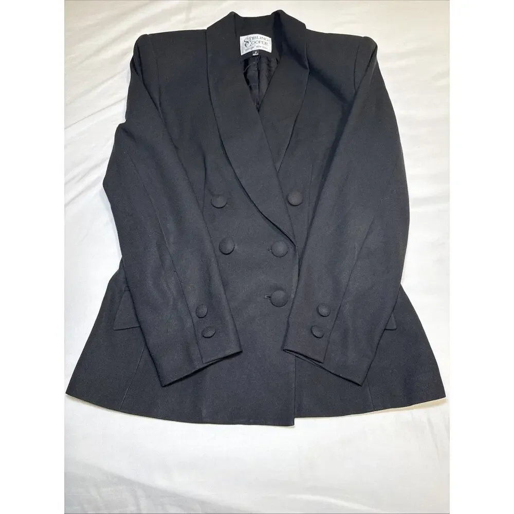 VTG Stirling Cooper Womens Black Blazer Double Breasted Jacket Chic Size 8 EUC - Picture 11 of 13